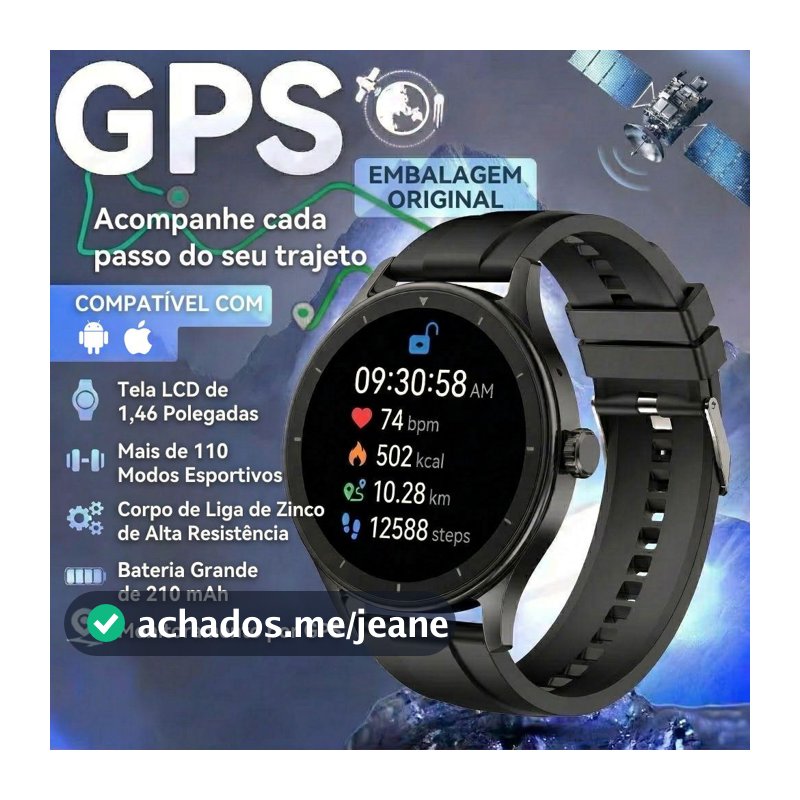 2026 Para S30 GPS NFC Relógio Smartwatch Masculino HD Tela AMOLED Freqüência Cardíaca
