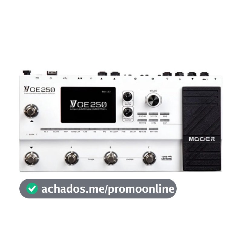 Pedaleira Guitarra Multi Efeitos Ge250 Mooer Looper Branco
