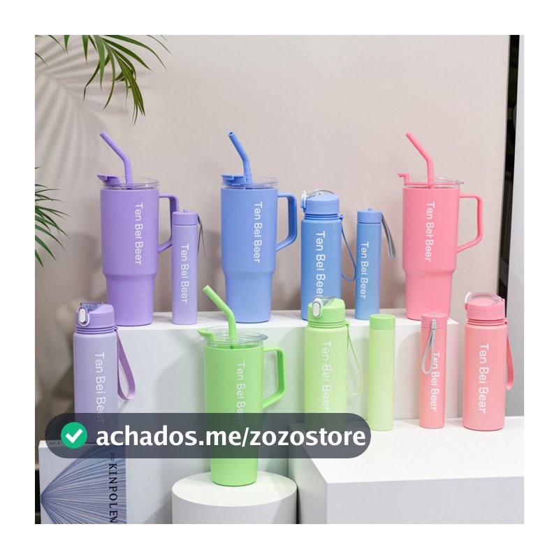 Kit 3 Garrafas Squeeze Motivacionais Garrafa Água Academia Com 1.2L e 800ml e 300ml copo stanley canudo