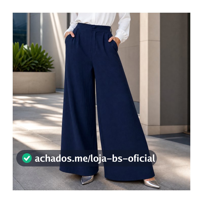 Calça Pantalona Feminina Wide Leg Cintura Alta em Duna P ao GG Para Trabalho Passeio e Eventos