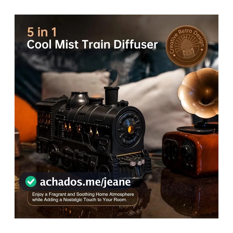 Umidificador Em Formato De Trem Com Controle Remoto E Função De Aromaterapia Ultrassônica