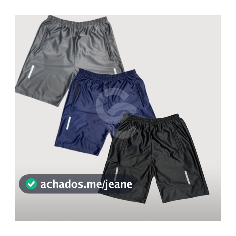 Kit 3 Bermuda Com Bolsos e Ziper Cordão Elastico  Resistente