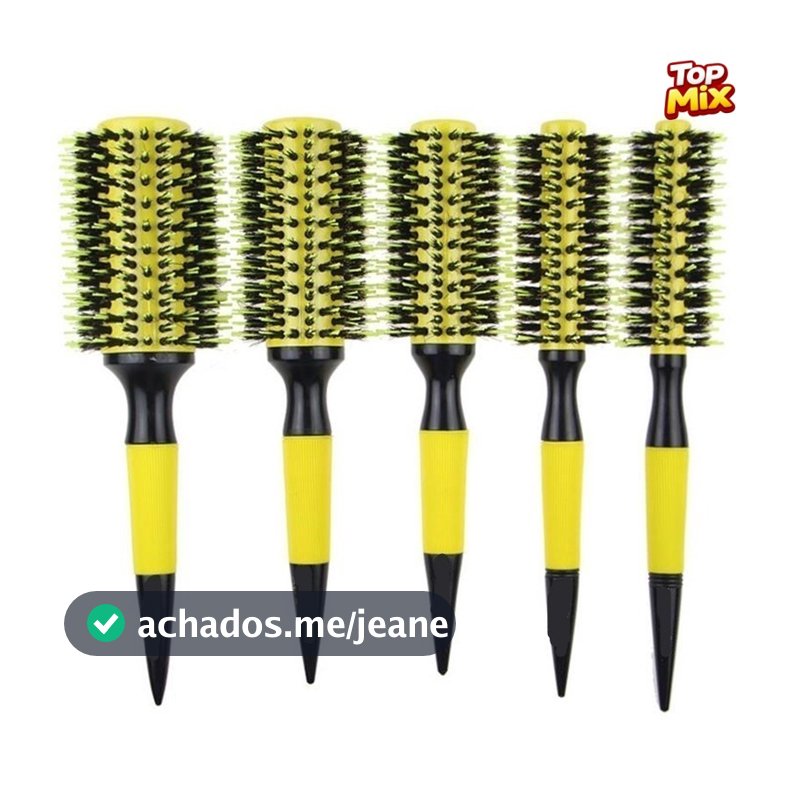 Kit 5 pc Escova De Cabelo Térmica Cerdas De Javali Mista Madeira