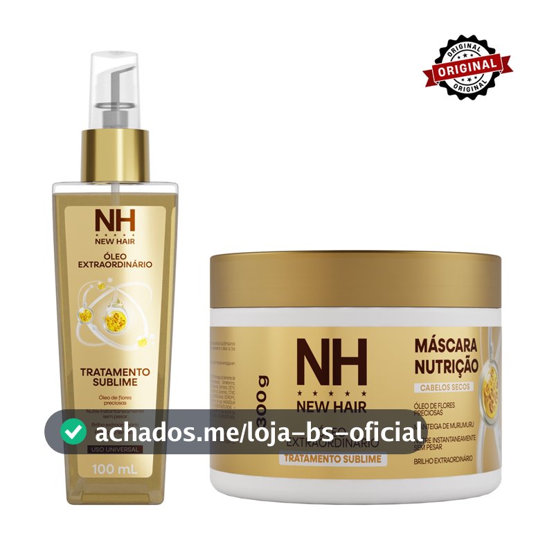 Óleo Extraordinário 100ml NEW HAIR + Máscara Extraordinário 300g NEW HAIR | Fio sedoso e protegido
