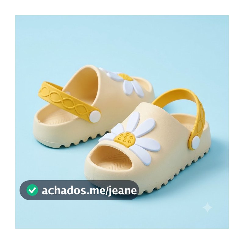 Sandália Slide Infantil Menina Flor Margarida 3D Baby Papete Elástico Confortável Verão