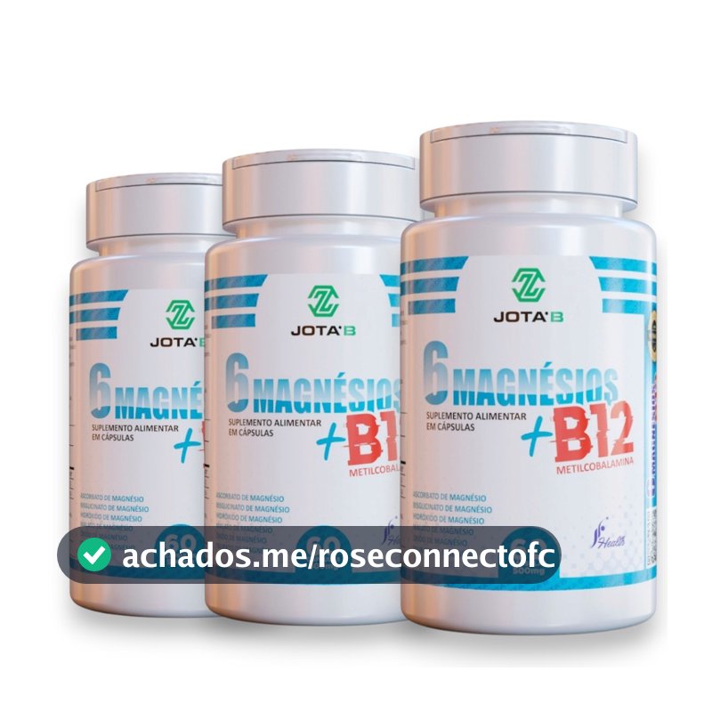 Suplemento 6 Magnésios com Vitamina B12 Metilcobalamina 60 Cápsulas - Envio Imediato