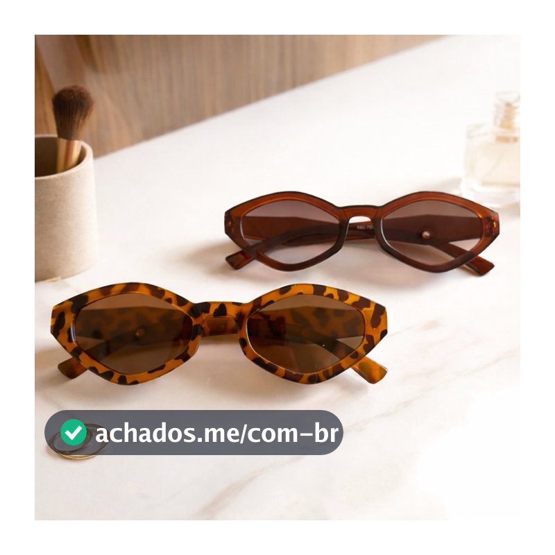 Óculos de Sol Feminino Poligonal Unissex UV400 Proteção Solar Várias Cores da Moda