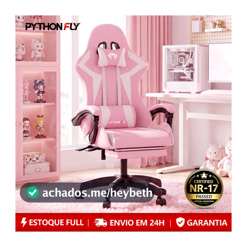 Cadeira Gamer Ergonômica Reclinável com Apoio de Pés Ajustável e Base Giratória – Máximo Conforto para Longas Sessões de