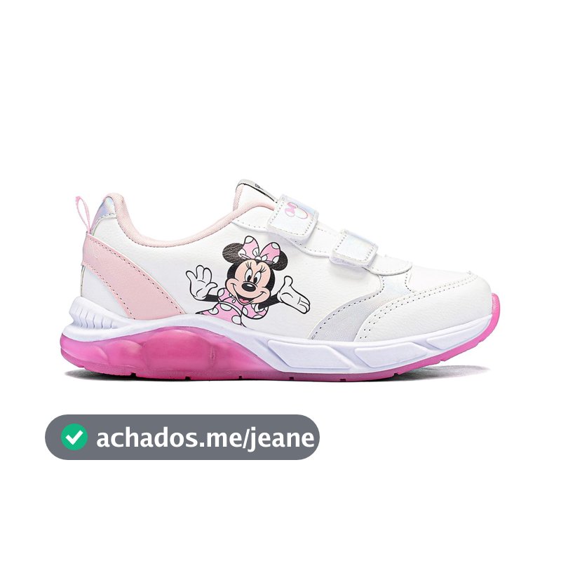 Tênis Infantil Feminino Disney Minnie Mouse com LED Menina Luzinha Feminina Produto Original