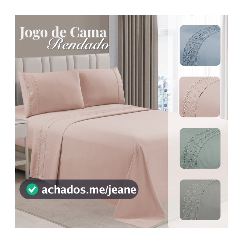 Jogo De Cama 4 Peças Casal Queen King Flora Renda Com Lençol e Fronha Super Macio Habitat