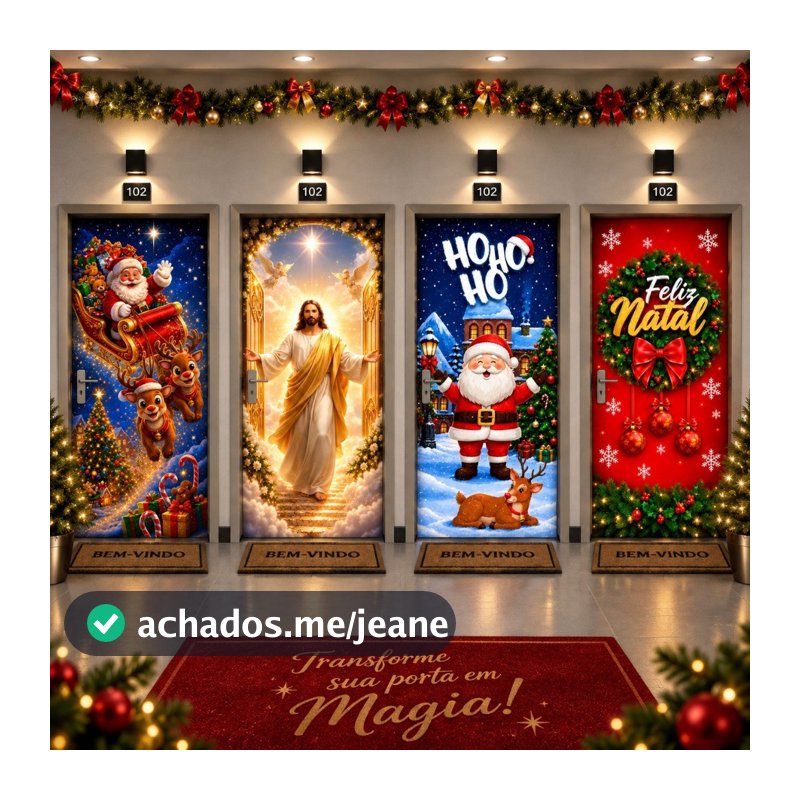 Capa Para Porta de Natal Painel Natalino Natal Retangular Veste Porta C/Elástico