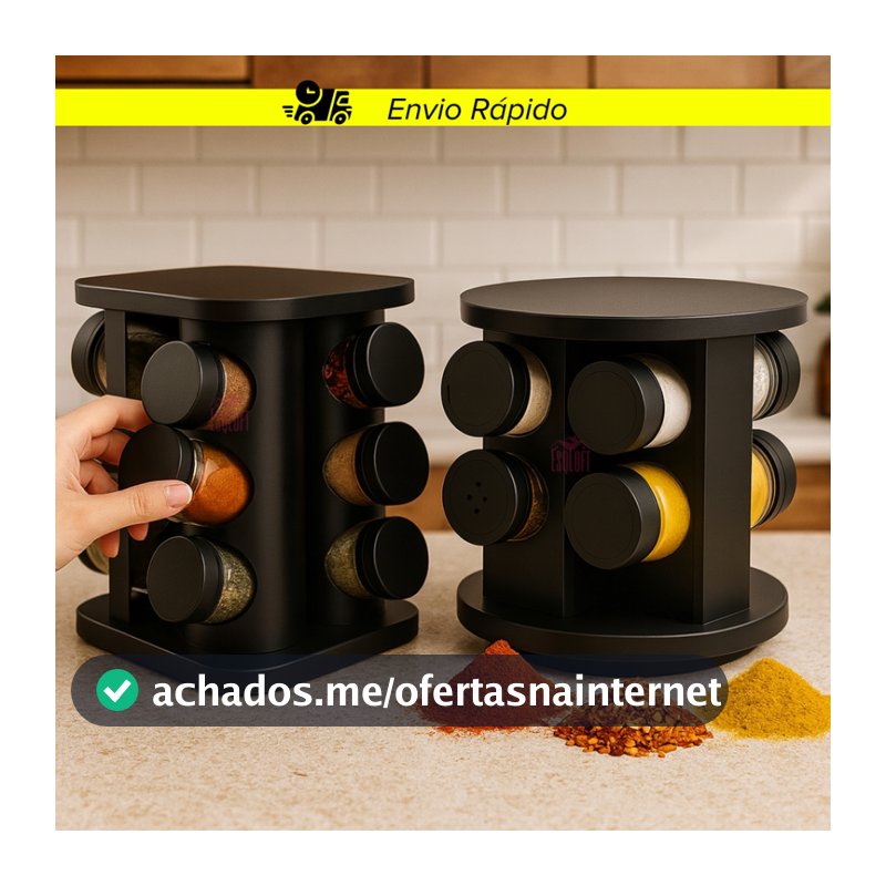 Porta Temperos 12 6 Potes Giratório Profissional Tampa Dosadora Condimentos Envio Imediato