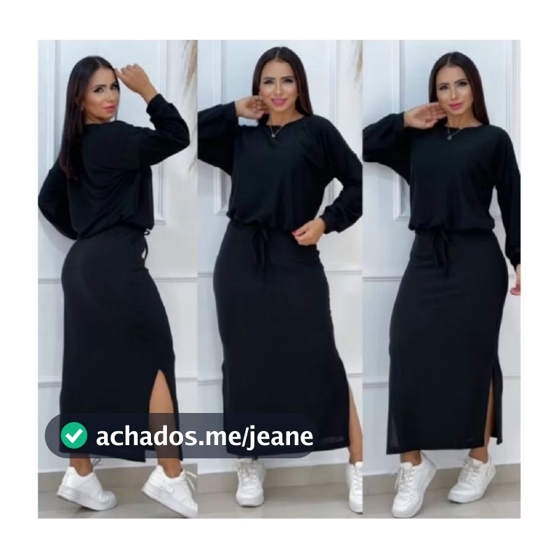 Conjunto Feminino Outono Inverno Blusa Cropped e Saia Midi Lanzinha Chique Elegante Festa Moderno