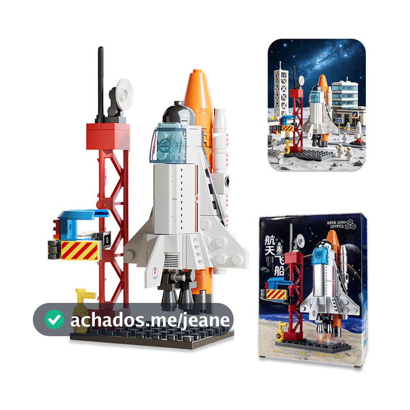 Conjunto de blocos de montar de foguete espacial, compatível com Lego, brinquedo educativo de montar para meninos