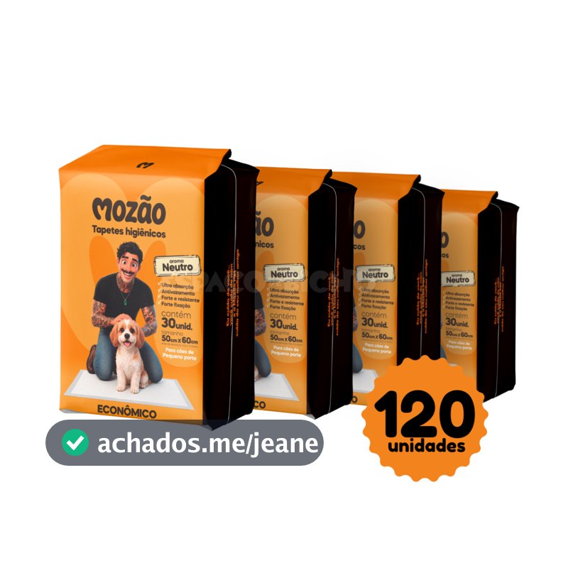 Kit Tapete Higiênico Mozão Aroma Neutro 50cmx60cm 120 Unidades