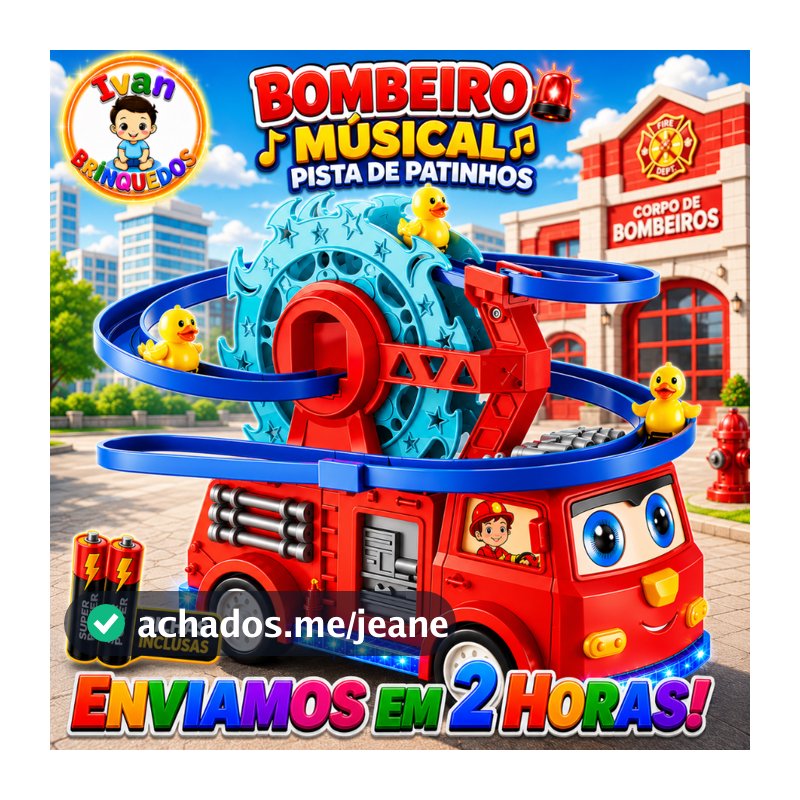 Carrinho Bombeiro Pista de Patinhos Roda Gigante Infantil Músical Infantil Montanha Russa Menino Presente de Aniversário