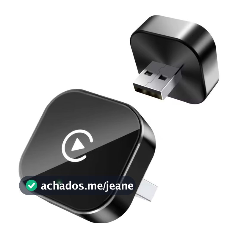 Adaptador CarPlay Wireless Original Sem fio Automático Para Central Multimidia Apple Iphone Android Auto 2 in 1 Carro