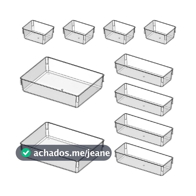 Kit 10 Organizadores Acrílico Cristal Modular Para Geladeiras Maquiagens Gavetas Armarios