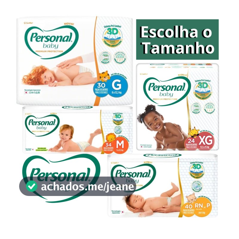 Fralda Personal Premium Protection Mega - P M G XG XXG - Até 12h de Proteção