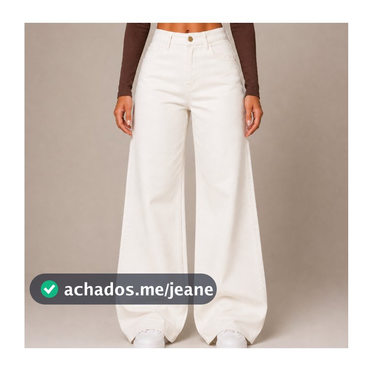 Calça Wide Leg Feminina Off White Branca Marrom Preta E Clara Marmorizada Casual Atemporal