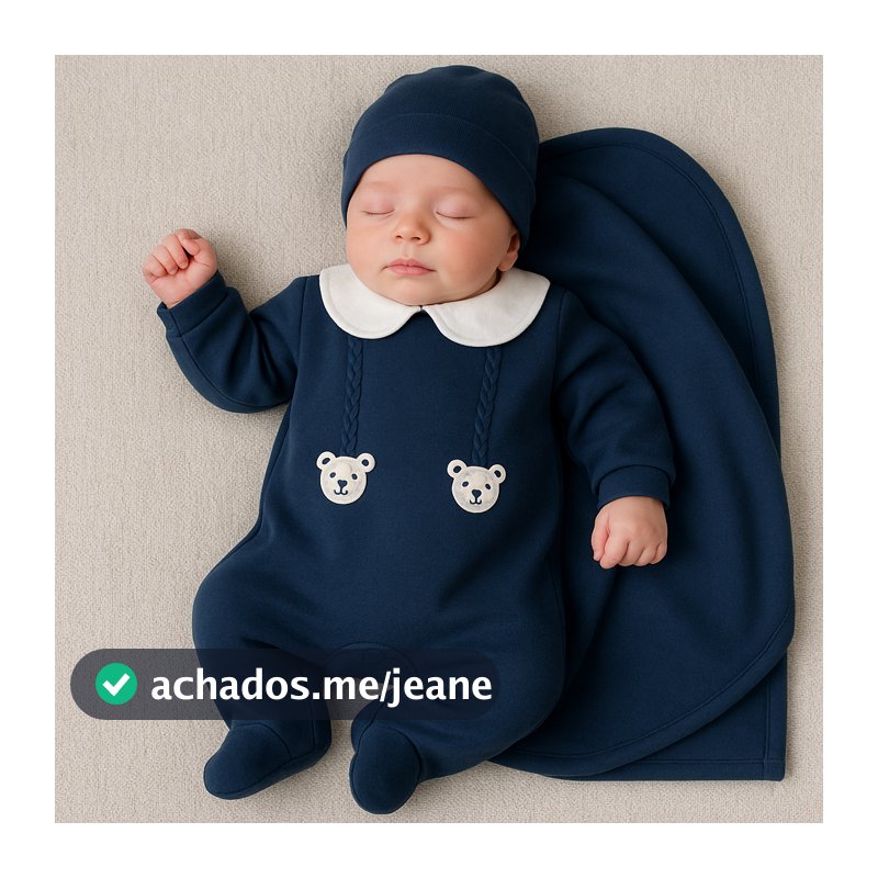 Kit maternidade 3 peças suedine algodão ursinhos Kauê