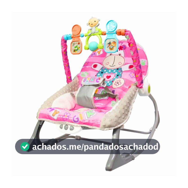 Cadeira de Descanso Bebê Balanço Musical Vibratória Reclinável Mobile C/Cinto 0 a 18kg - KaBaby Rosa