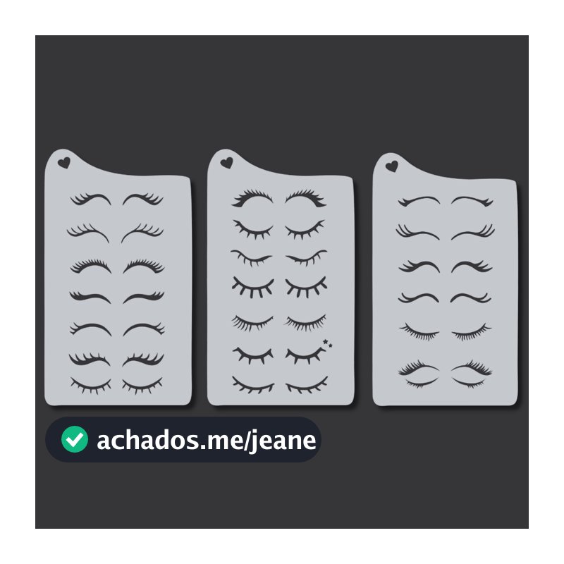 Kit 21 Stencil Olhos e Cilíos Fofo Molde Vazado Pintura Olhinhos para Tecido Pano Prato Confeitaria