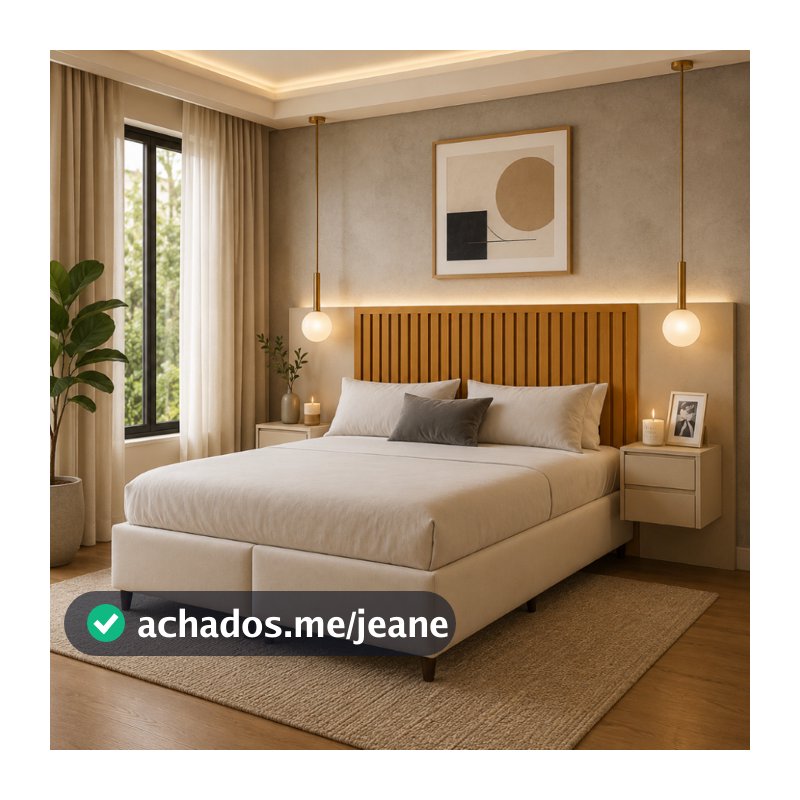 Cabeceira Ripada para Cama Casal Queen King Flórida MDF com Mesas de Cabeceira