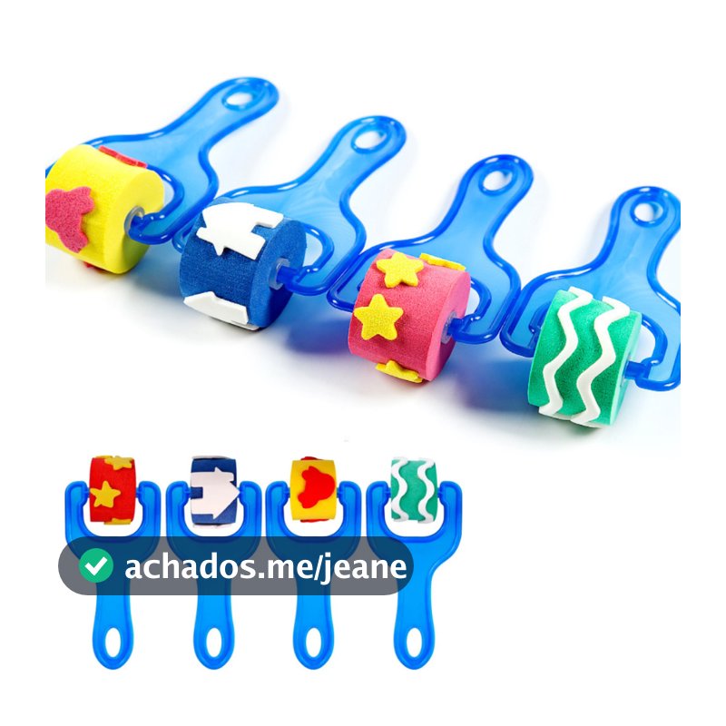 Kit 4 Rolo de Pintura Textura Artesanatos Escolar Infantil