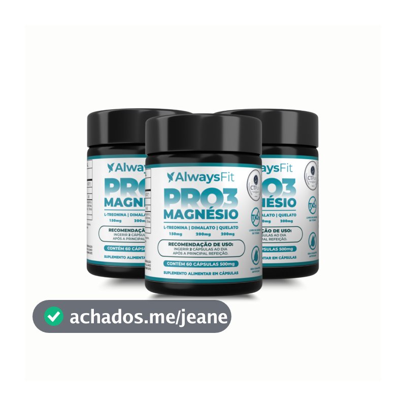 Kit 3 Pro3 Magnésio AlwaysFit  | Magnésio Dimalato + Magnésio Quelato + L-Treonina | 60 Cápsulas