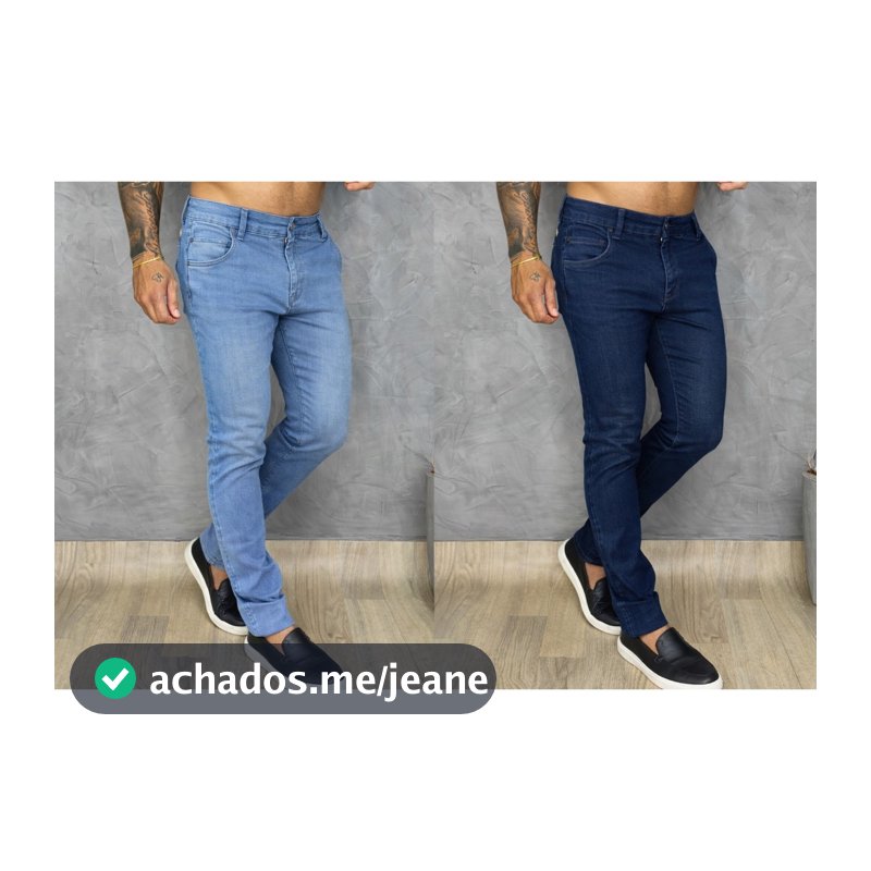 Kit Calças Jeans Masculina Slim Elastano Lavagem Moderna Escura e Médio