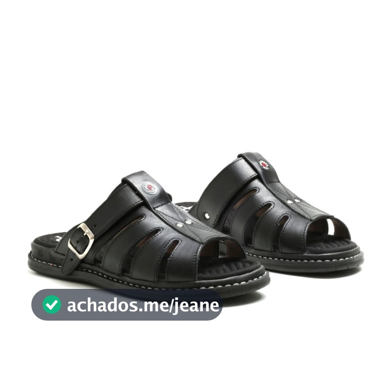 Sandália Franciscana Anti Stress Chinelo Masculino Couro Legítimo Promoção