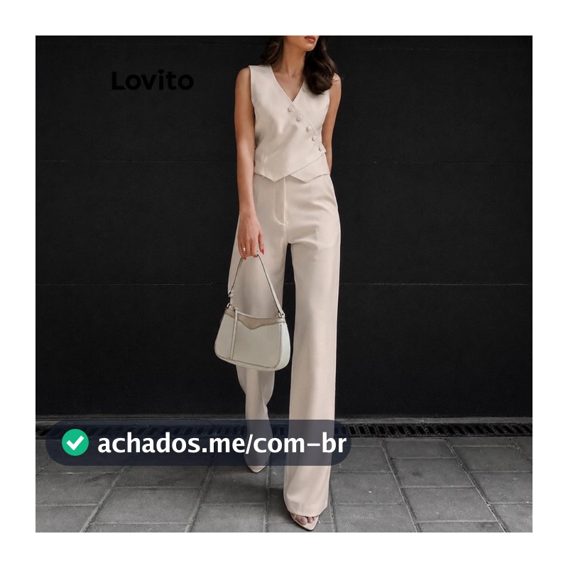 Lovito Conjunto Alfaiataria Calça e Colete Transpassado BRPSNS35BX035