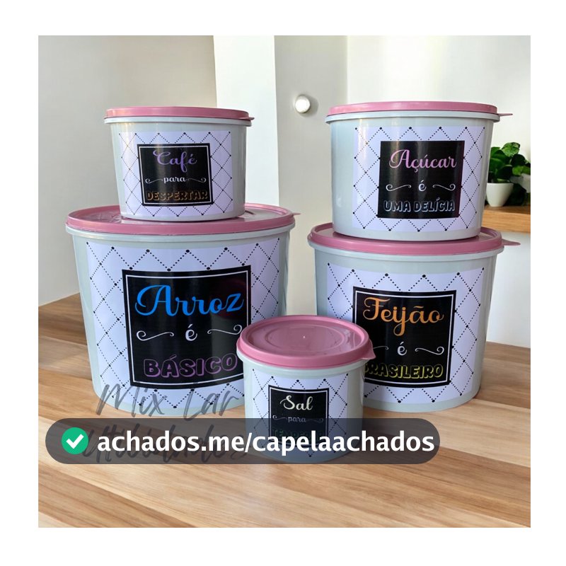 Kit de potes mantimentos de cozinha com 5 peças porta condimentos