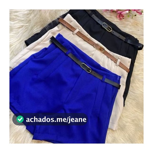Short alfaiataria feminino social com cinto zíper lateral