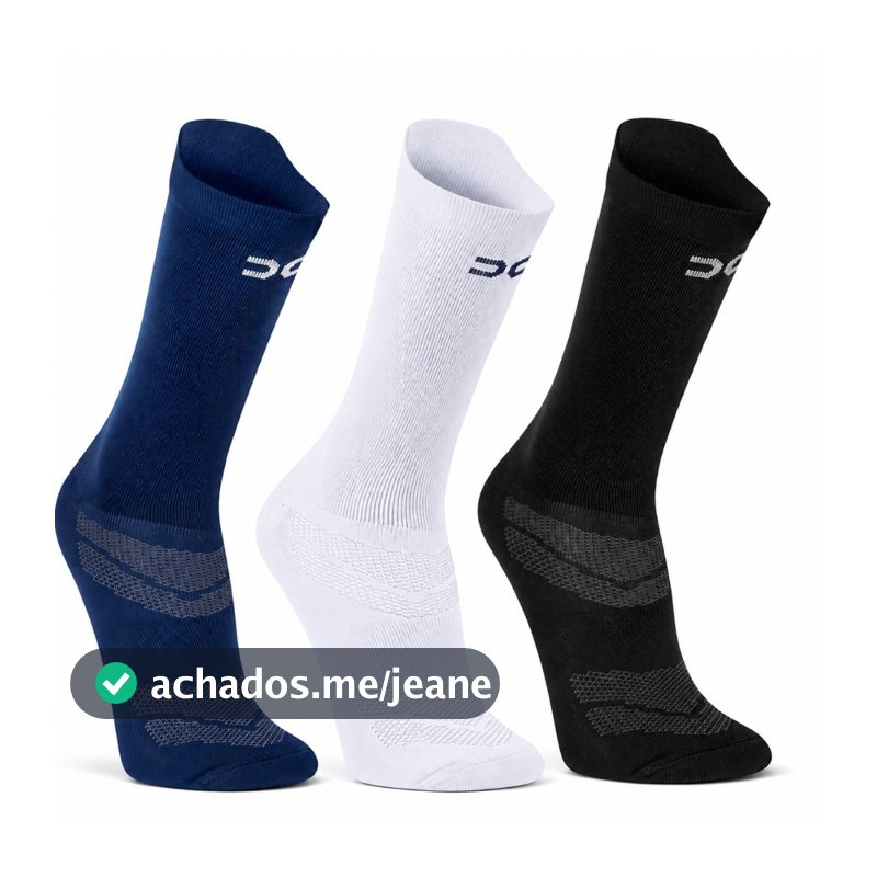 Kit Meia Poliamida Corrida Ciclismo Crossfit Academia Triatlo Cano Médio Tam Unico 34 ao 39 e 38 ao 43 Respirável