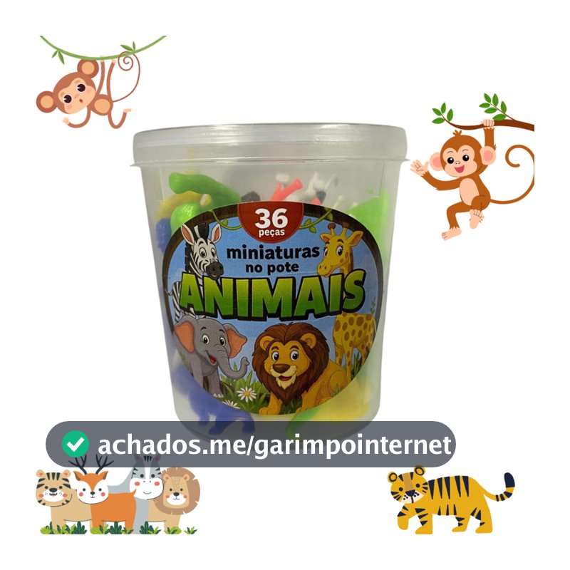 Kit 36 Mini Bichos Animais Selvagens Zoológico Lembrancinha Maquete Escola Brinquedo Criança