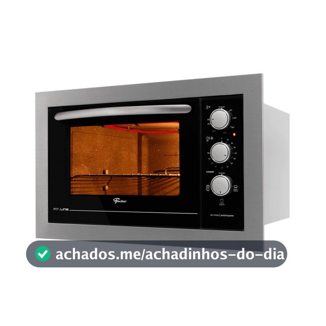 Forno Elétrico Embutir Fischer Fit Line 48 Litros Inox 127V com Grill Timer Controle Temperatura
