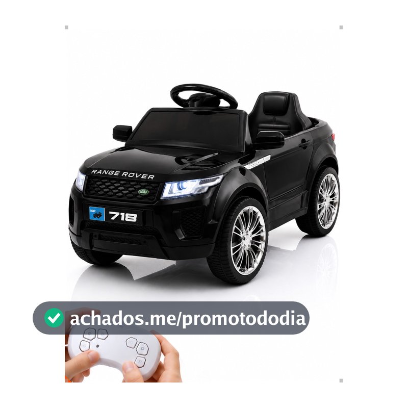 Carro Elétrico Infantil Range Rover Preto 6V Controle Remoto LED USB MP3 Licenciado 4,5Ah