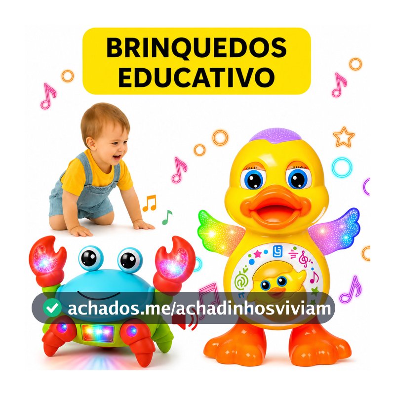 Brinquedo Infantil Caranguejo Fujão Pato Dançarino Patinho Musical Led Dança Anda Mexe com Som