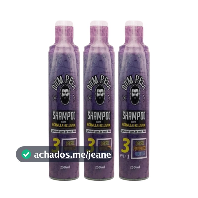 kit 3 Shampoo 3 em 1 - Fortalece, Limpa e Estimula o Crescimento