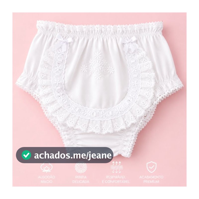 Calcinha Bunda Rica Bordada - (tam único 6 meses a 2 anos)