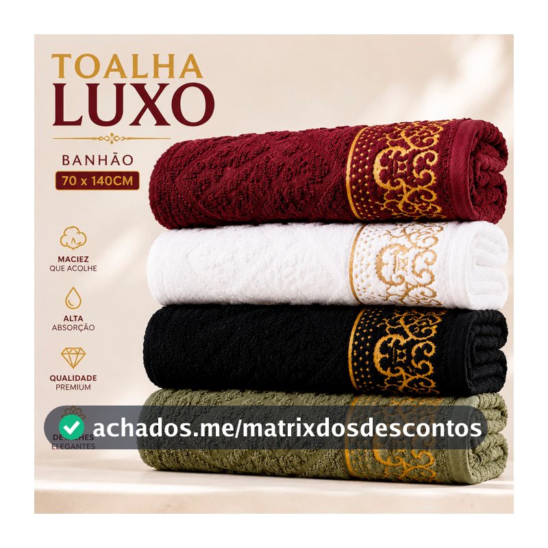 Toalhas Ouro Luxo 100% Algodão | Maciez, Alta Absorção e Qualidade Premium