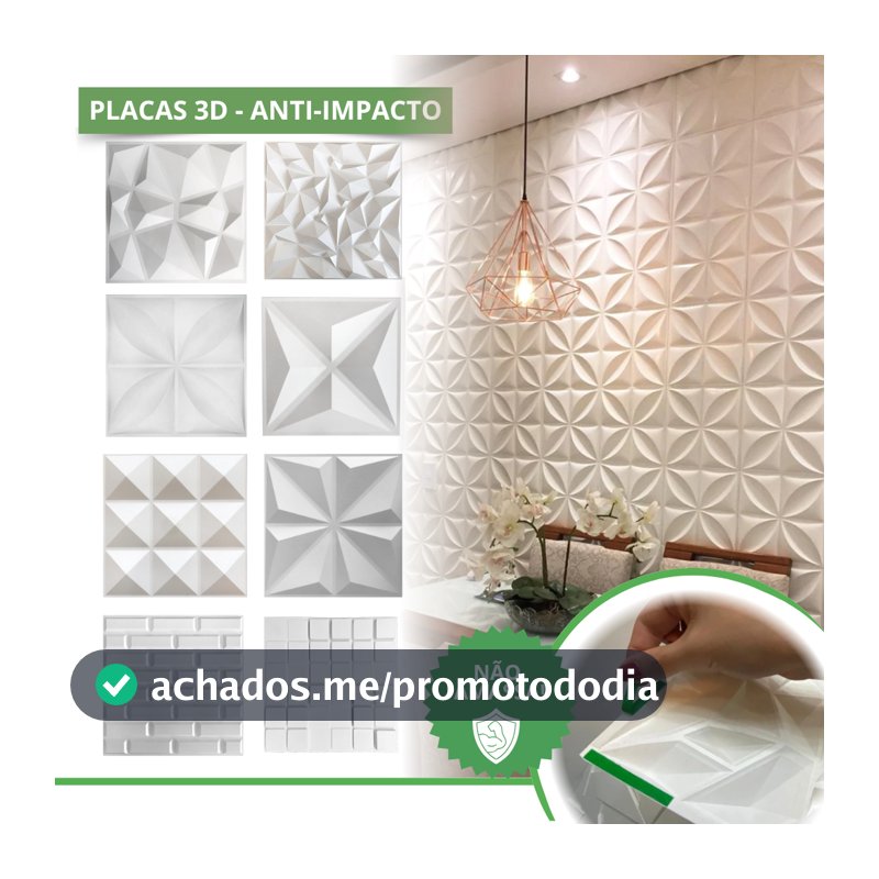 Kit 5/11/22 Placas 3D Acompanha dupla-face Revestimento de Parede Decorativa 30x30cm | Não Amassa