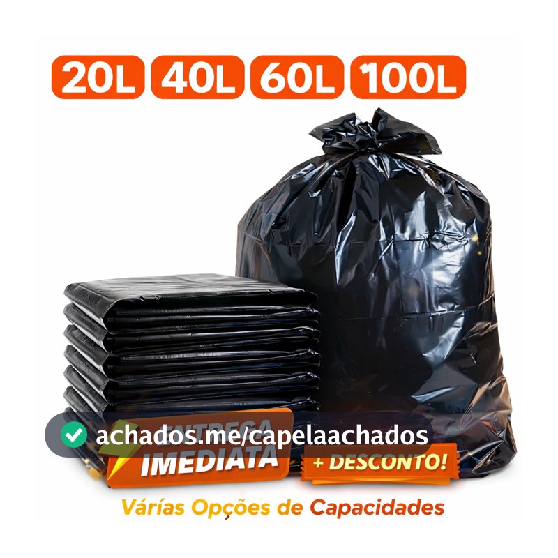 Saco de Lixo Resistente 20L/40L/60L/100L Atacado 100 unidades Direto da Fábrica