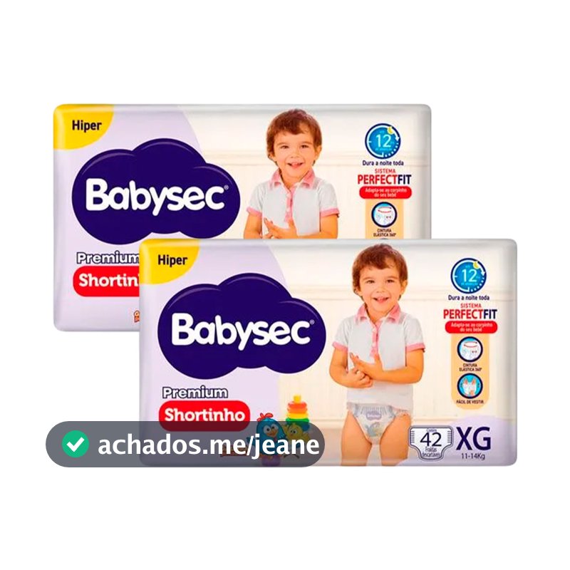 Kit Fralda Descartável Babysec Premium Shortinho Hiper XG 42 Unidades - 2 Unidades