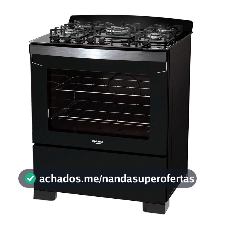 Fogão Dako Diplomata 5 Bocas Automático Mesa de Vidro Tripla Chama