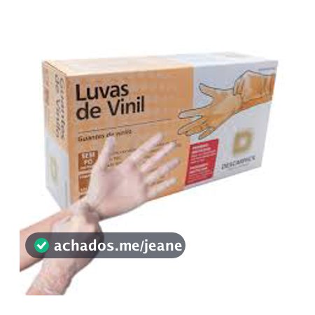 Luva de Vinil Sem Pó Caixa com 100 Unidades Tam P M G