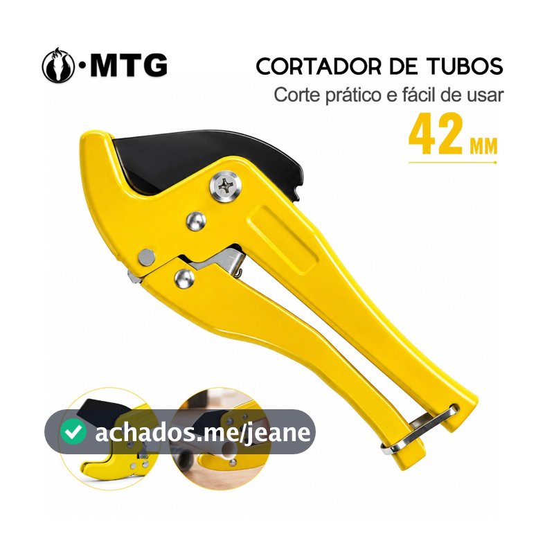 Cortador de Tubo PVC 42mm MTG, Alicate Manual para Corte de Tubos PPR CPVC, Ferramenta de Encanador