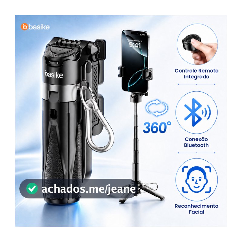 Basike Suporte para Celular Tripé Mini 3 em 1 Selfie Stick Bluetooth 360°